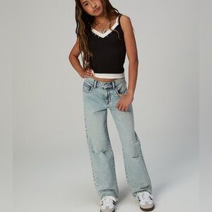 RSQ Girls High Rise Destructed Wide Leg Jeans 12